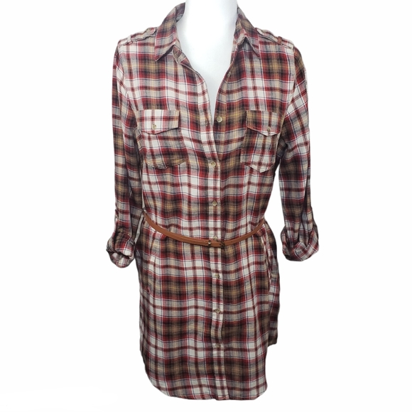 Love Tree Dresses & Skirts - LOVE TREE Plaid Flannel Shift Dress Size L